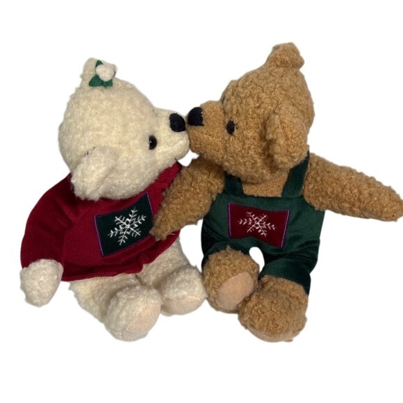 Hallmark Christmas Plush Kiss Kiss Mistletoe Kissing Bears Magnetic Noses 9" - Picture 6 of 11